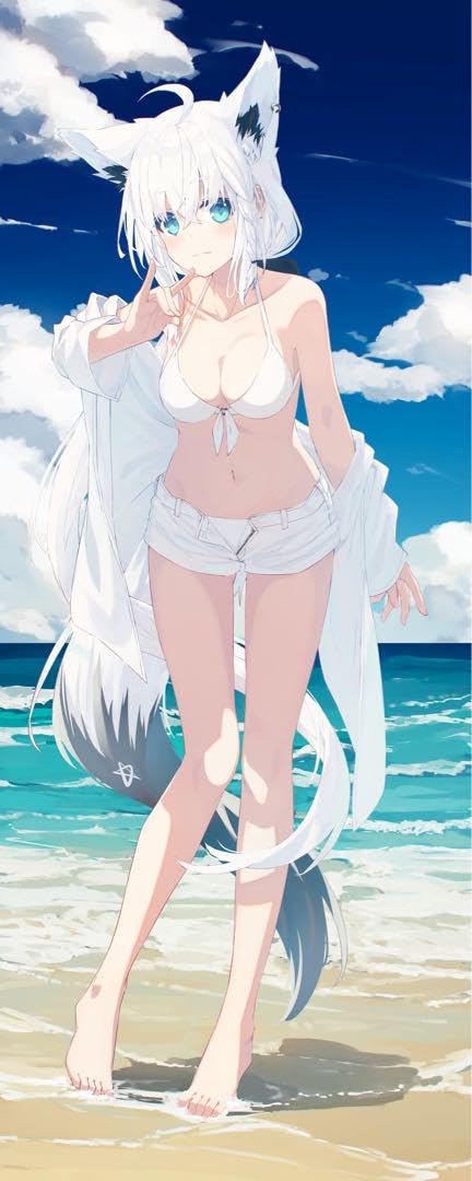 ホロライブ　石上フブキ　コミケ 凪白みと　等身大 タペストリー　水着 Amazon.co.jp: 白上フブキ 凪白みと C102 等身大タペストリー